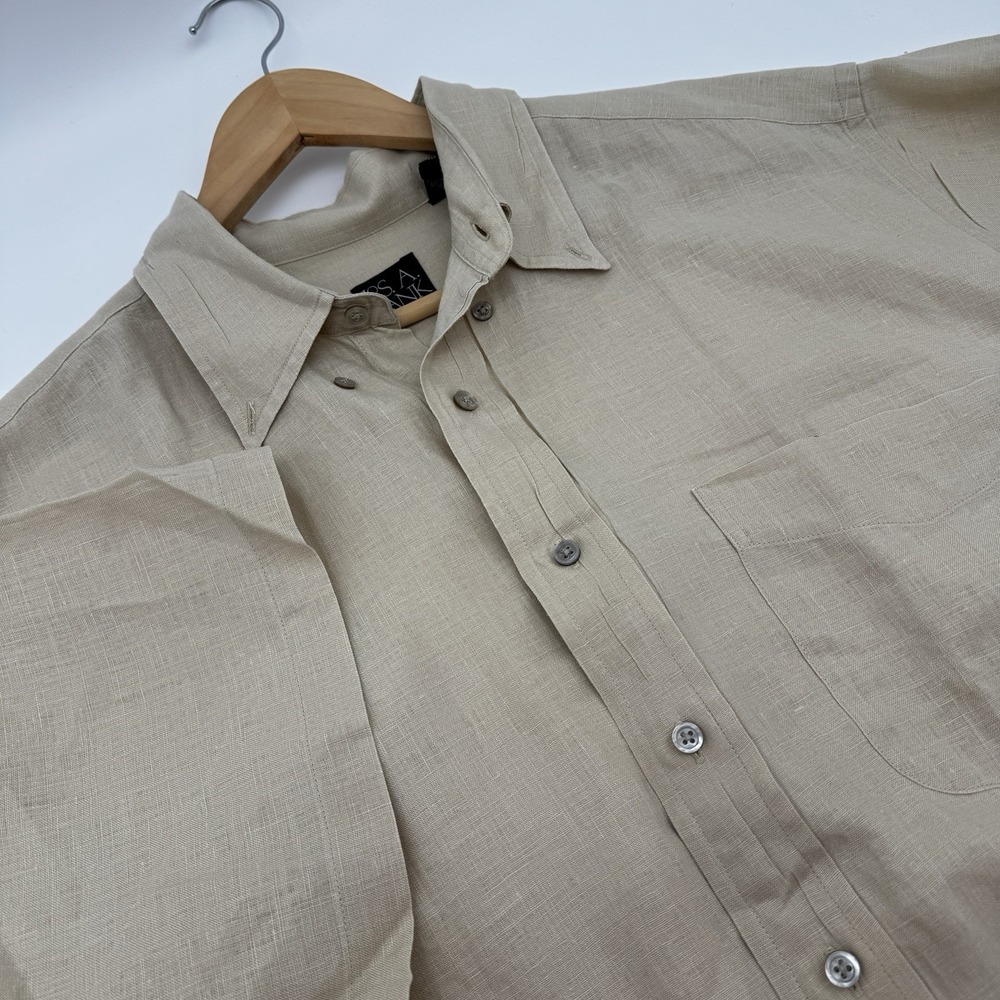 Jos. A. Bank Men's Size Large Linen Short Sleeve Casual‎ Button Down Shirt VTG
